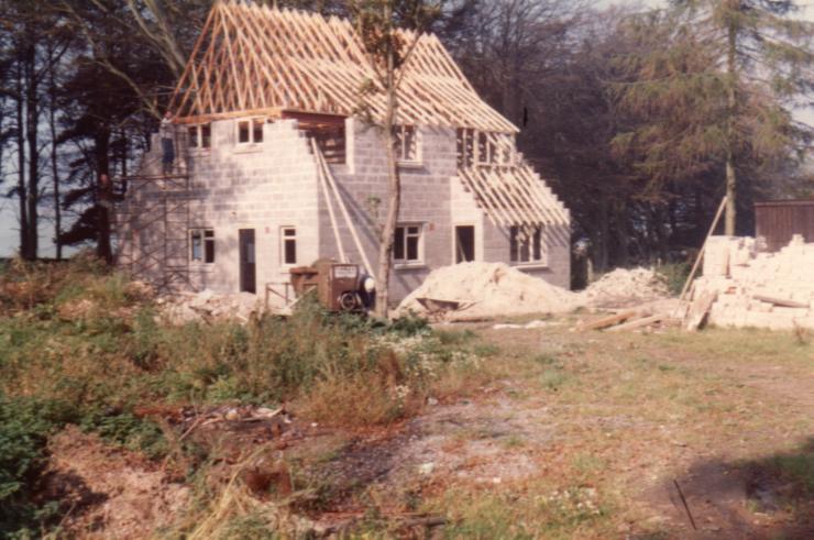 An image of the Cottage being built from 1977