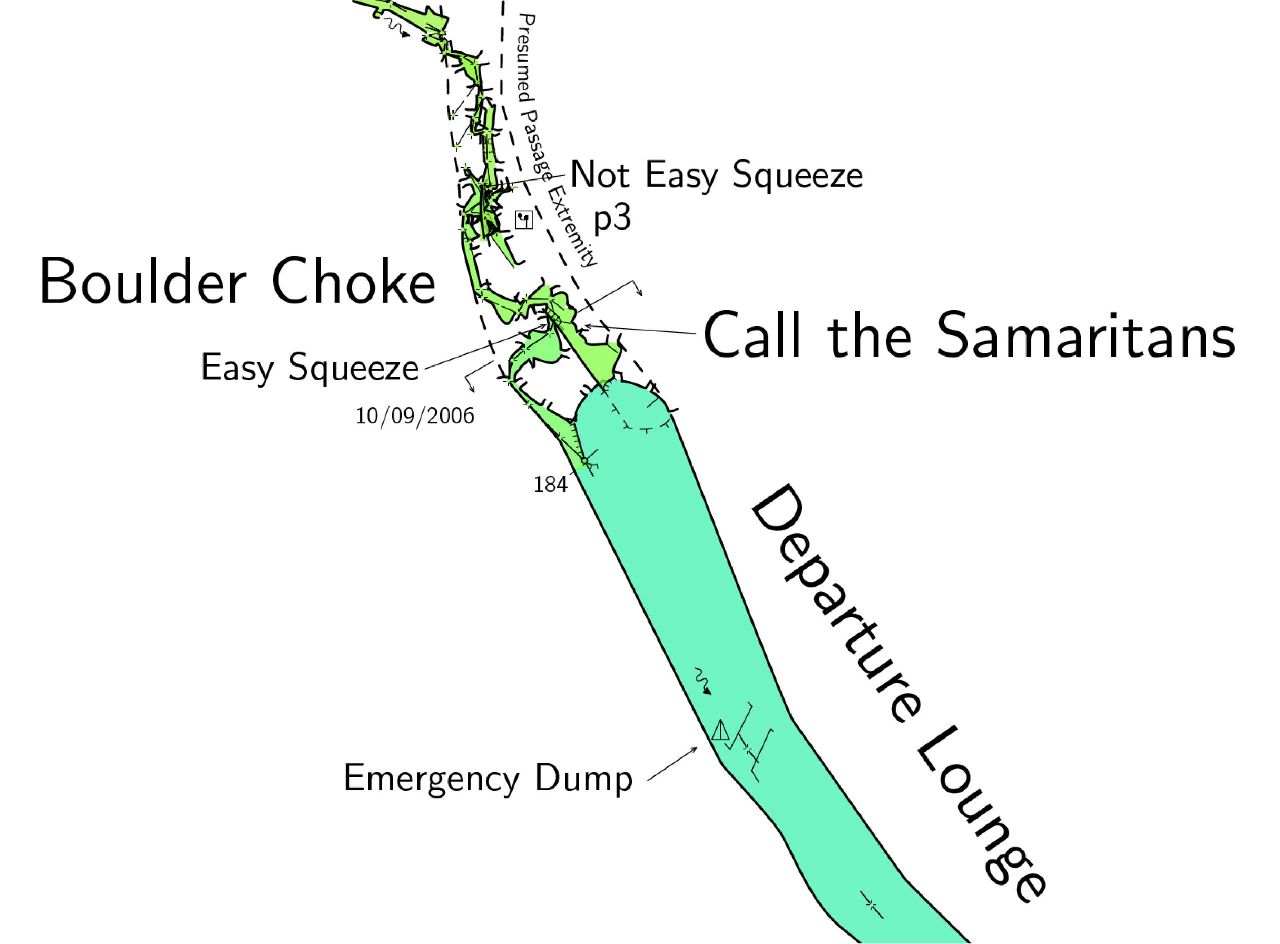 Cave survey for Boulder Choke to Departure Lounge