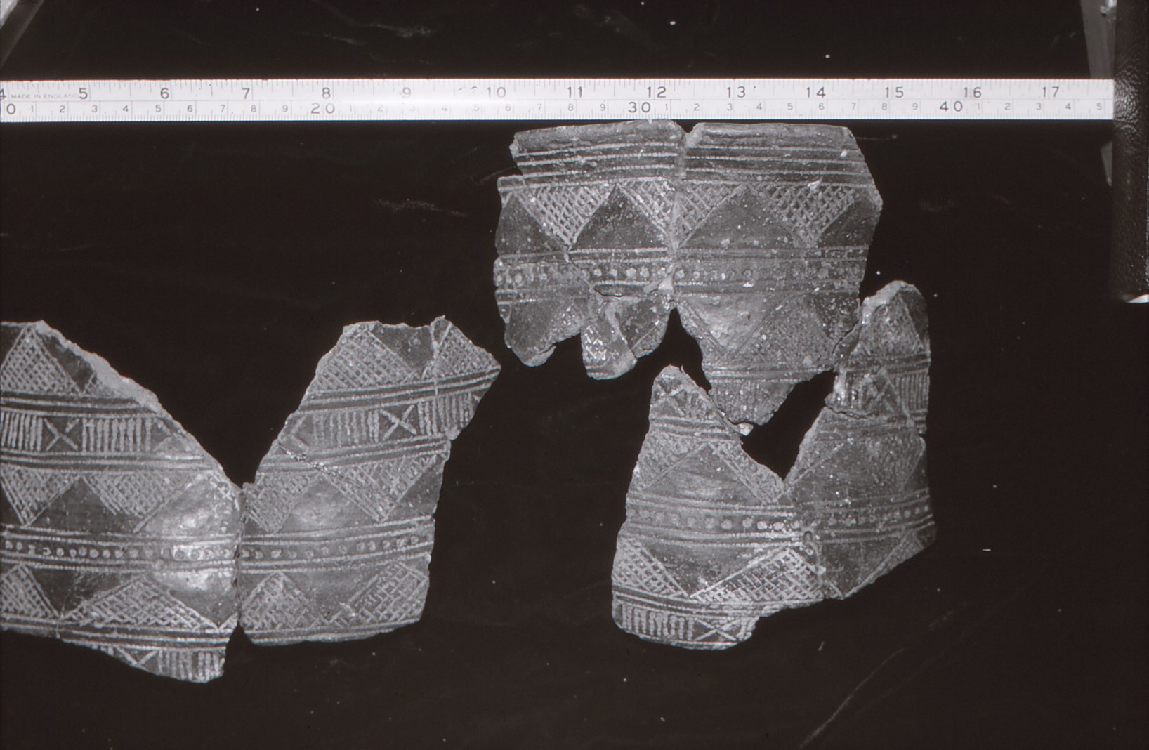 Bronze Age beaker pot shards, found in Bone Hole.