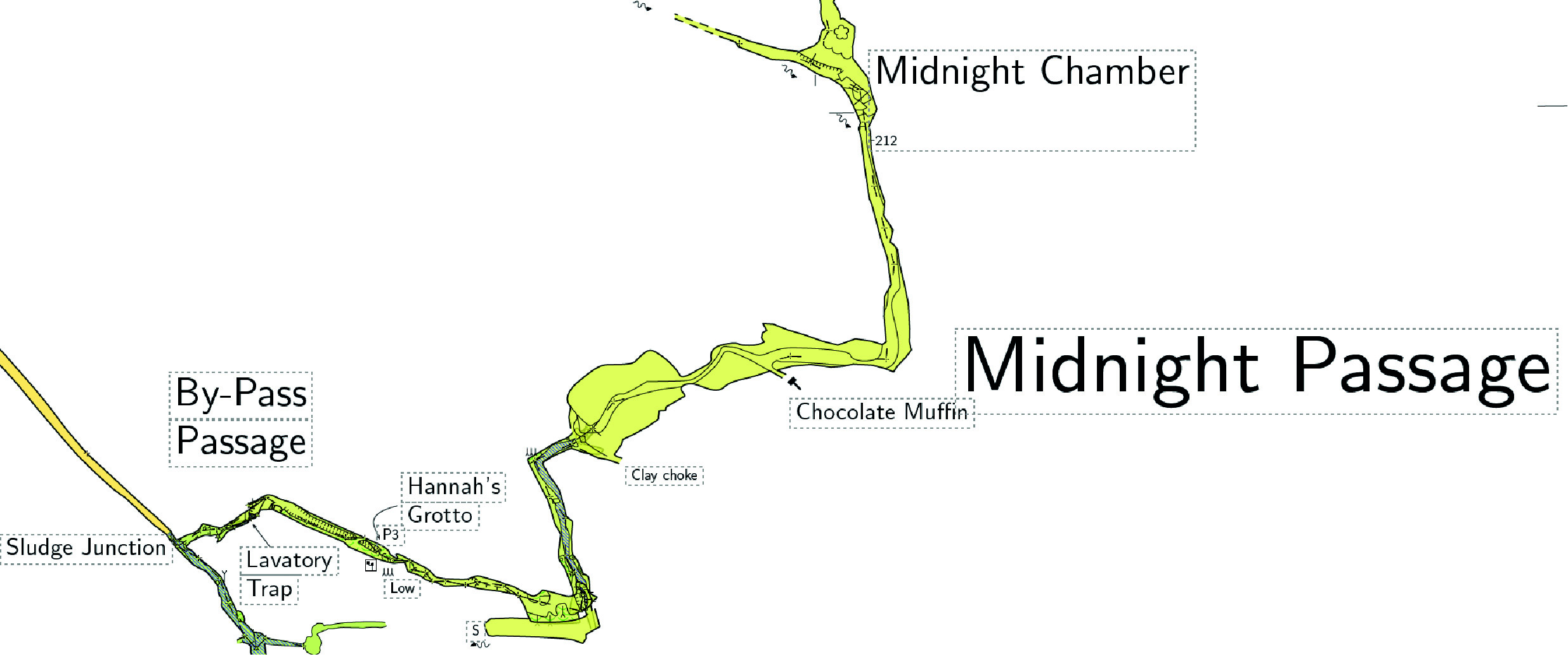 Cave survey for Midnight Chamber to Sludge Duck