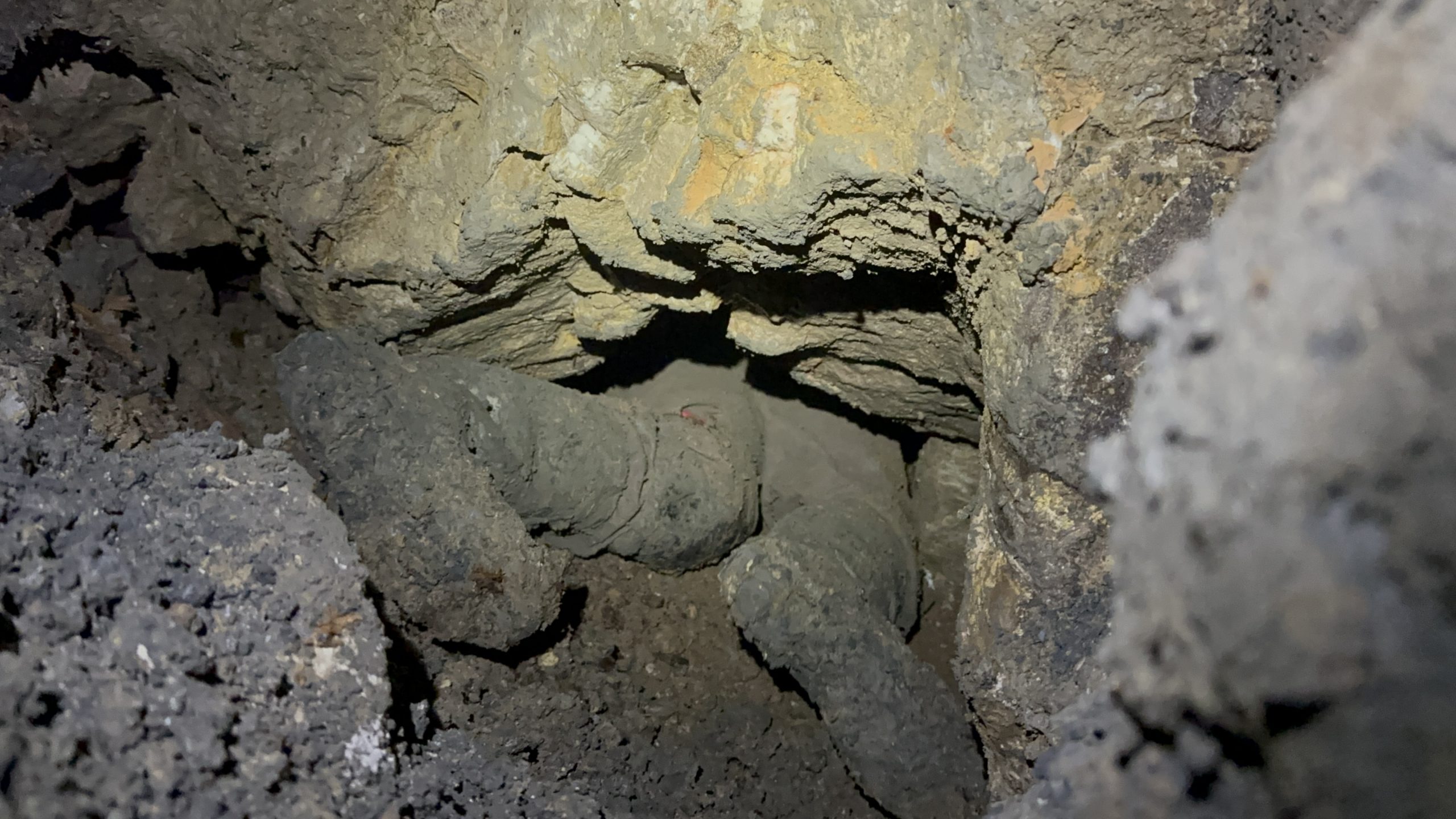 A muddy cave passage