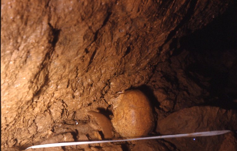 A view looking up a caving pitch, representing the descent into Ubley Hill Pot.